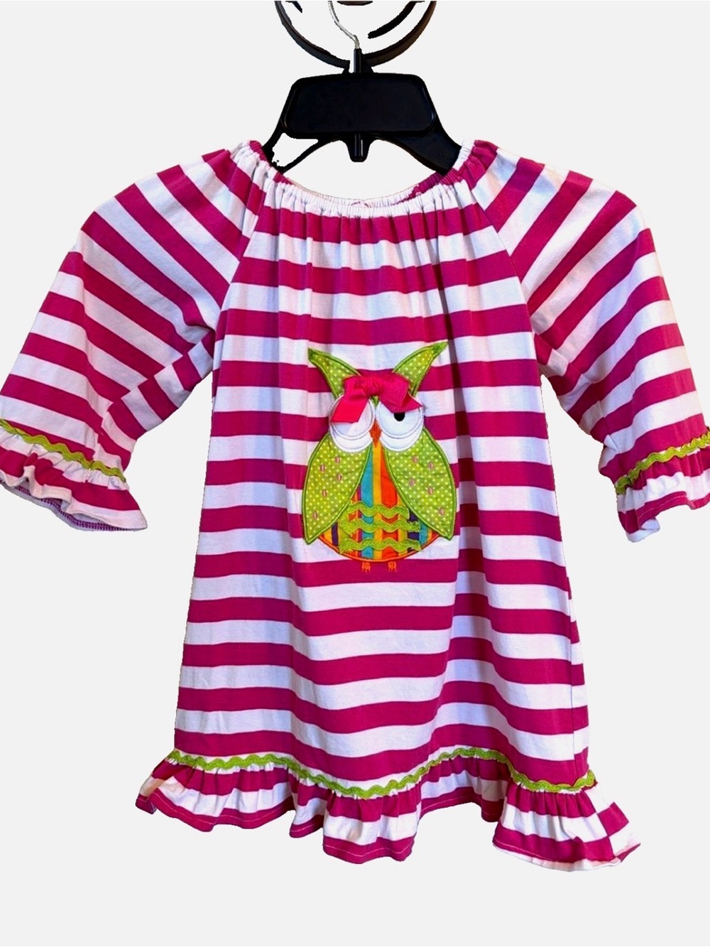Castles & Crowns Girls 2T Owl Applique Dress Pink Stripe Fall Ruffle